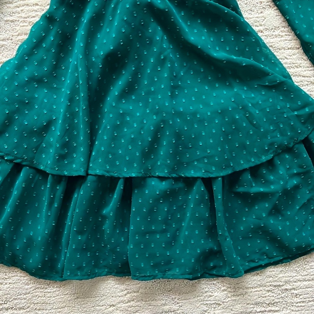 Japna Green Flowy Long Sleeve Mini Dress w Blended Polka Dot size small - Picture 4 of 15